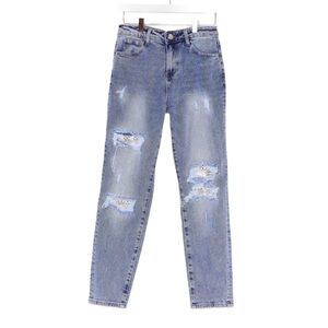 Nasty Gal Womens Distressed Boyfriend Jean Blue XL
